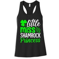 Little Miss Shamrock Princess St Patrick's Day Irish Girls Women's Racerback Tank