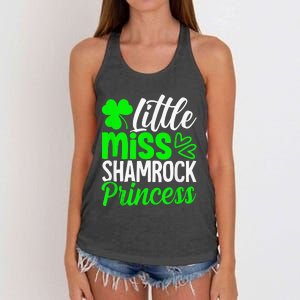 Little Miss Shamrock Princess St Patrick's Day Irish Girls Women's Knotted Racerback Tank