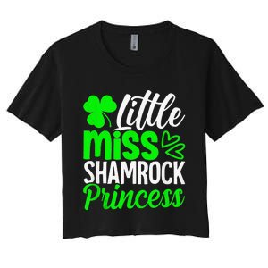 Little Miss Shamrock Princess St Patrick's Day Irish Girls Women's Crop Top Tee