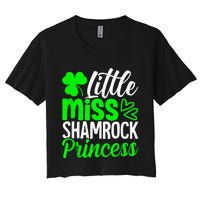 Little Miss Shamrock Princess St Patrick's Day Irish Girls Women's Crop Top Tee