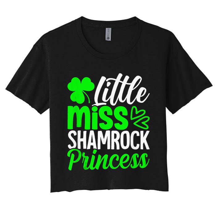 Little Miss Shamrock Princess St Patrick's Day Irish Girls Women's Crop Top Tee