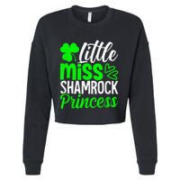 Little Miss Shamrock Princess St Patrick's Day Irish Girls Cropped Pullover Crew