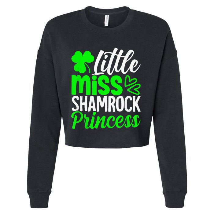 Little Miss Shamrock Princess St Patrick's Day Irish Girls Cropped Pullover Crew