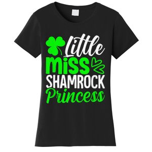 Little Miss Shamrock Princess St Patrick's Day Irish Girls Women's T-Shirt