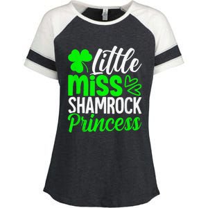 Little Miss Shamrock Princess St Patrick's Day Irish Girls Enza Ladies Jersey Colorblock Tee