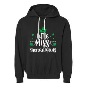 Little Miss Shenanigans For   St Patricks Day Garment-Dyed Fleece Hoodie