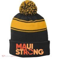 Lahaina Maui Strong Fundraiser Maui Fire Stripe Pom Pom Beanie