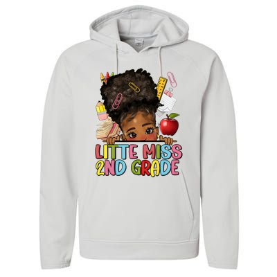 Little Miss Second Grade Back To School Messy Bun Afro Girl Performance Fleece Hoodie