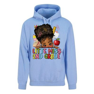 Little Miss Second Grade Back To School Messy Bun Afro Girl Unisex Surf Hoodie