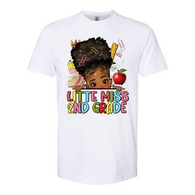 Little Miss Second Grade Back To School Messy Bun Afro Girl Softstyle CVC T-Shirt