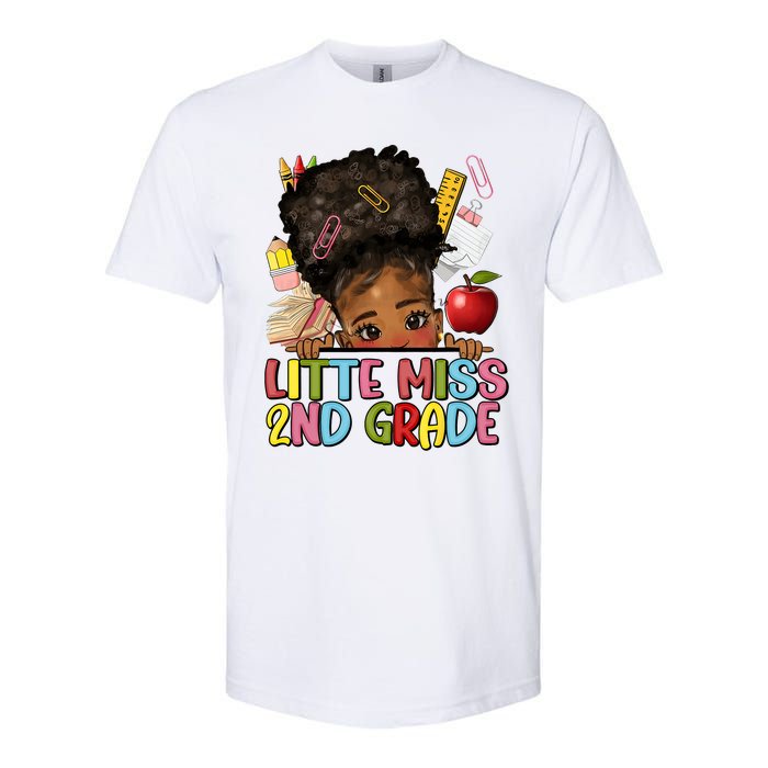 Little Miss Second Grade Back To School Messy Bun Afro Girl Softstyle CVC T-Shirt