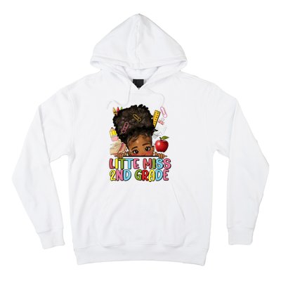 Little Miss Second Grade Back To School Messy Bun Afro Girl Hoodie