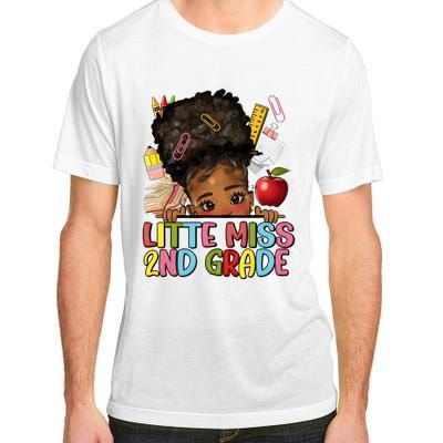 Little Miss Second Grade Back To School Messy Bun Afro Girl Adult ChromaSoft Performance T-Shirt