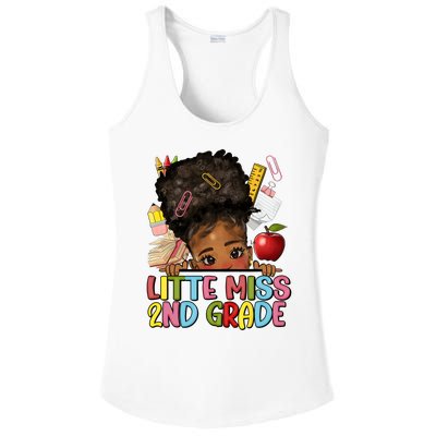 Little Miss Second Grade Back To School Messy Bun Afro Girl Ladies PosiCharge Competitor Racerback Tank