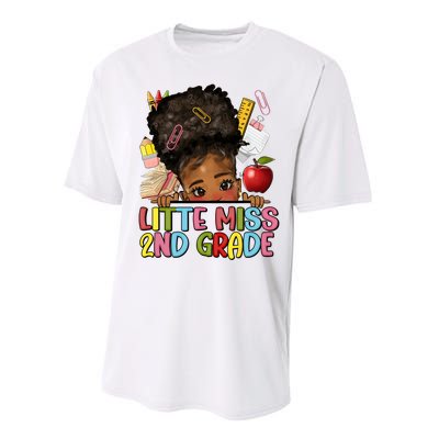 Little Miss Second Grade Back To School Messy Bun Afro Girl Performance Sprint T-Shirt