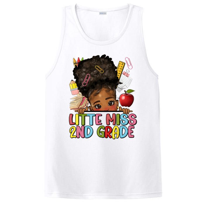 Little Miss Second Grade Back To School Messy Bun Afro Girl PosiCharge Competitor Tank