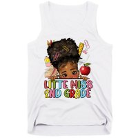 Little Miss Second Grade Back To School Messy Bun Afro Girl Tank Top