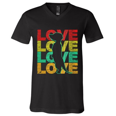 Love Meerkat Suricate Wilderness Africa Animals Zoo Wildlife V-Neck T-Shirt