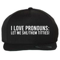 Let Me She Them Titties Funny I Love Pronouns Wool Snapback Cap