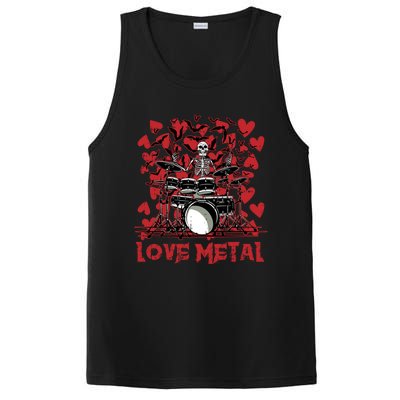 Love Metal Skeleton Drummer Valentines Day Rock N Roll Drums Gift PosiCharge Competitor Tank