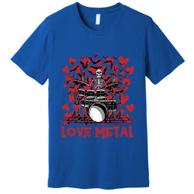Love Metal Skeleton Drummer Valentines Day Rock N Roll Drums Gift Premium T-Shirt