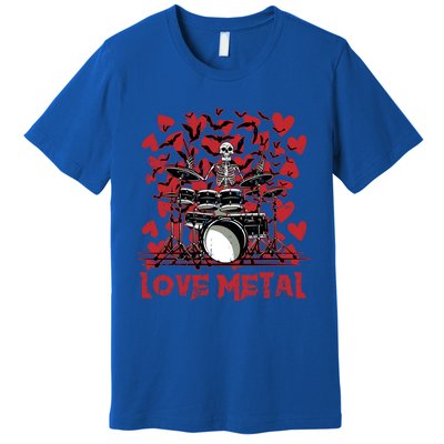 Love Metal Skeleton Drummer Valentines Day Rock N Roll Drums Gift Premium T-Shirt