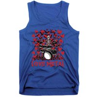 Love Metal Skeleton Drummer Valentines Day Rock N Roll Drums Gift Tank Top