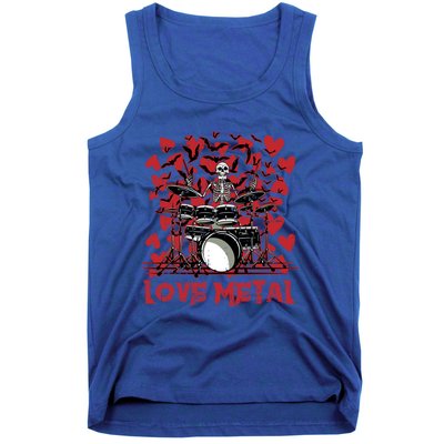 Love Metal Skeleton Drummer Valentines Day Rock N Roll Drums Gift Tank Top