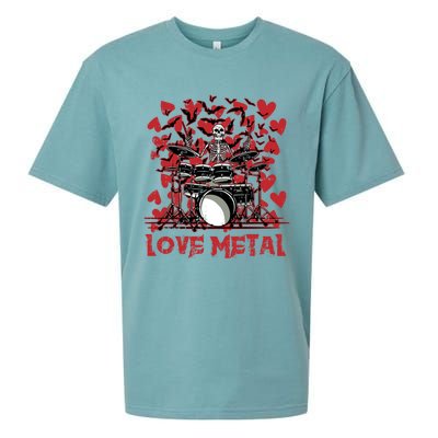 Love Metal Skeleton Drummer Valentines Day Rock N Roll Drums Gift Sueded Cloud Jersey T-Shirt