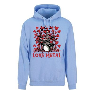 Love Metal Skeleton Drummer Valentines Day Rock N Roll Drums Gift Unisex Surf Hoodie