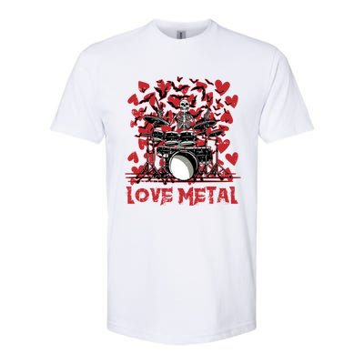 Love Metal Skeleton Drummer Valentines Day Rock N Roll Drums Gift Softstyle CVC T-Shirt