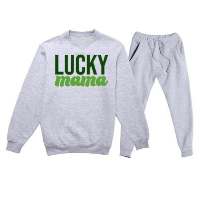 Lucky Mama St Patricks Day Premium Crewneck Sweatsuit Set