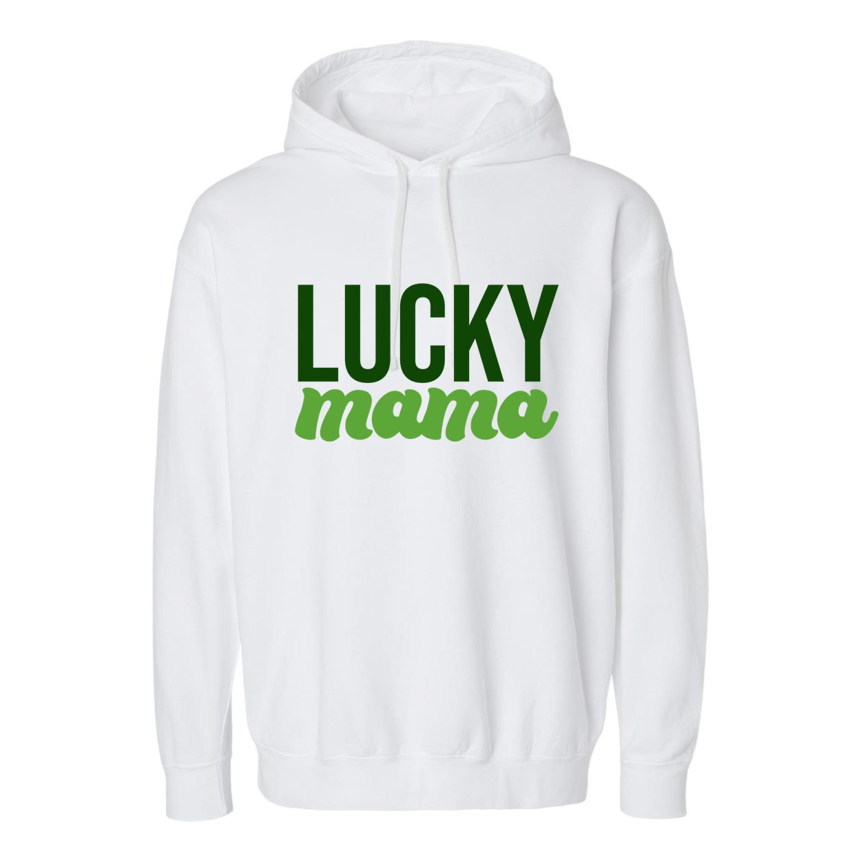 Lucky Mama St Patricks Day Garment-Dyed Fleece Hoodie