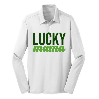 Lucky Mama St Patricks Day Silk Touch Performance Long Sleeve Polo