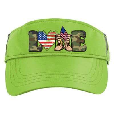 Love Military Support Your Troops And Arm Forces Adult Drive Performance Visor