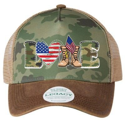 Love Military Support Your Troops And Arm Forces Legacy Tie Dye Trucker Hat