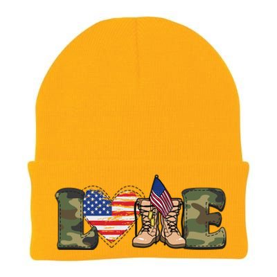 Love Military Support Your Troops And Arm Forces Knit Cap Winter Beanie