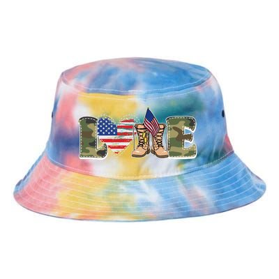 Love Military Support Your Troops And Arm Forces Tie Dye Newport Bucket Hat