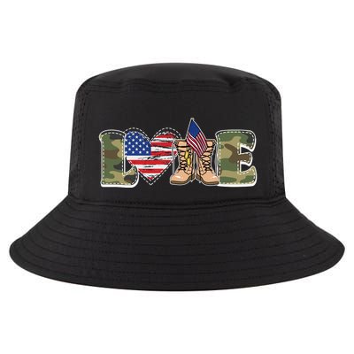 Love Military Support Your Troops And Arm Forces Cool Comfort Performance Bucket Hat