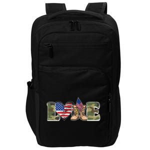 Love Military Support Your Troops And Arm Forces Impact Tech Backpack