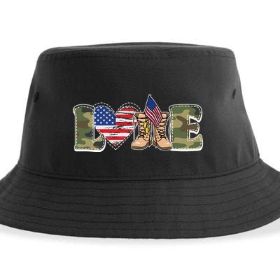 Love Military Support Your Troops And Arm Forces Sustainable Bucket Hat