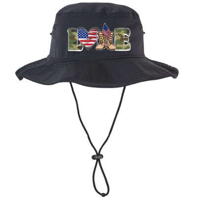Love Military Support Your Troops And Arm Forces Bucket Hat