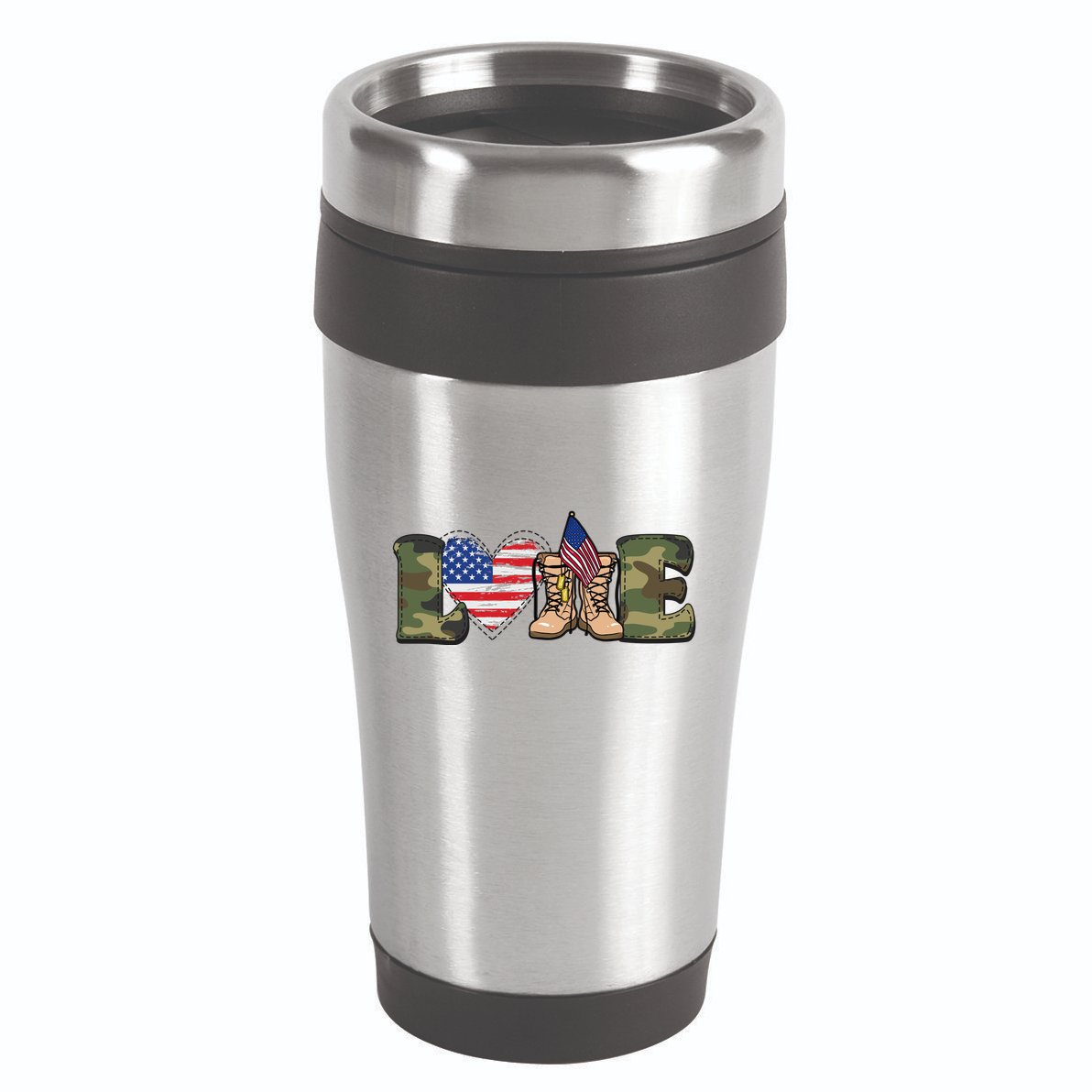 Love Military Support Your Troops And Arm Forces 16oz Travel Tumbler