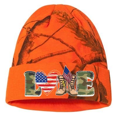 Love Military Support Your Troops And Arm Forces Kati Licensed 12" Camo Beanie