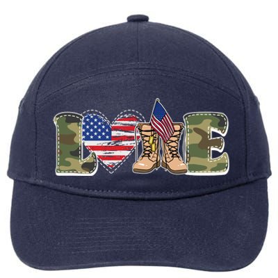 Love Military Support Your Troops And Arm Forces 7-Panel Snapback Hat