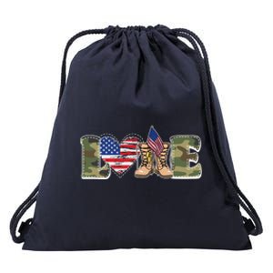 Love Military Support Your Troops And Arm Forces Drawstring Bag