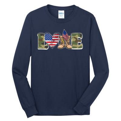 Love Military Support Your Troops And Arm Forces Tall Long Sleeve T-Shirt