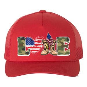 Love Military Support Your Troops And Arm Forces Yupoong Adult 5-Panel Trucker Hat