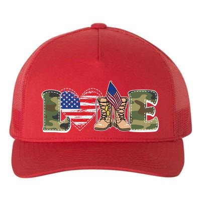 Love Military Support Your Troops And Arm Forces Yupoong Adult 5-Panel Trucker Hat