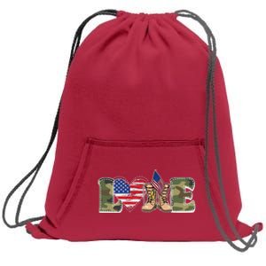 Love Military Support Your Troops And Arm Forces Sweatshirt Cinch Pack Bag